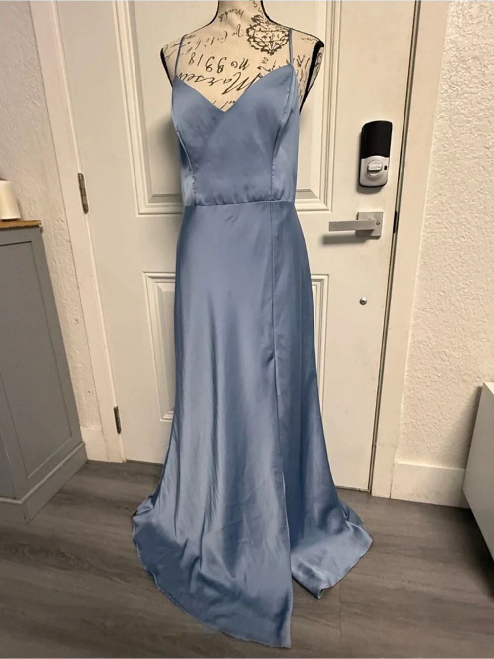 Birdy Grey Dusty Blue Satin Maxi Dress - Size M - Formal/Bridesmaid - Picture 3 of 11
